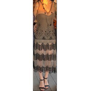UNIQUE VINTAGE BEEDED FLAPPER DRESS